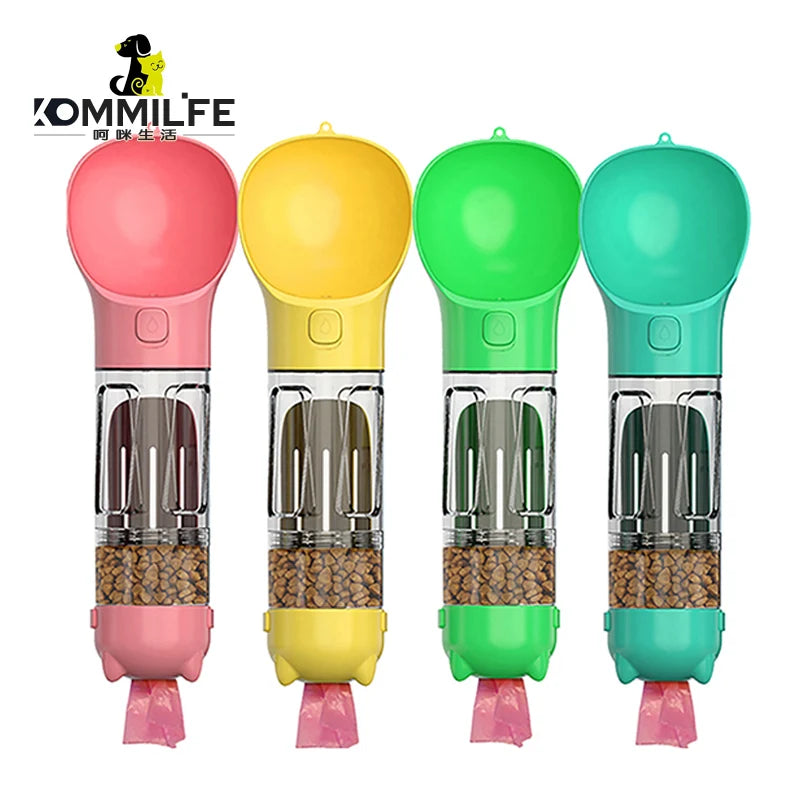Portable Multifunctional Cat, Dog, Water Bottle - Food Feeder - Drinker - Poop Dispenser 3 In 1 Leak-proof
