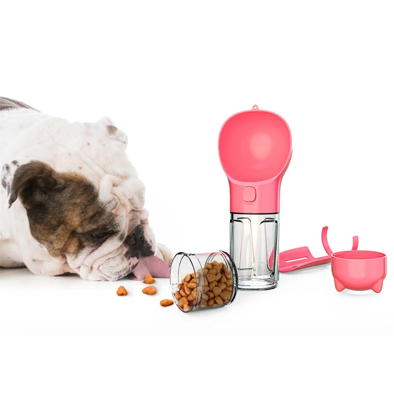 Portable Multifunctional Cat, Dog, Water Bottle - Food Feeder - Drinker - Poop Dispenser 3 In 1 Leak-proof