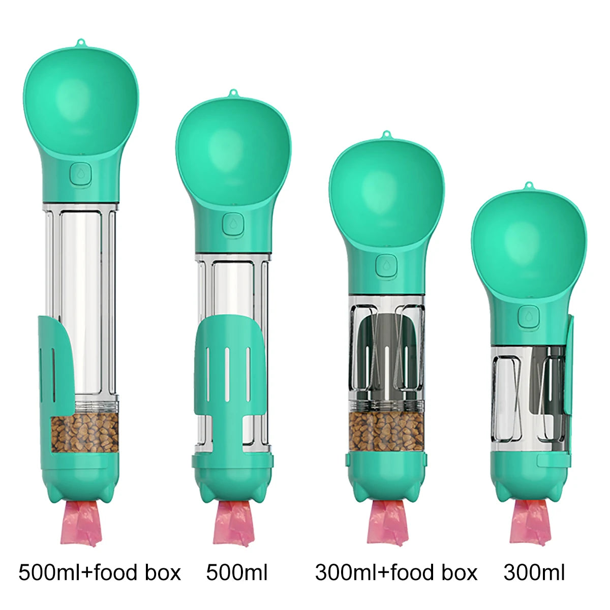 Portable Multifunctional Cat, Dog, Water Bottle - Food Feeder - Drinker - Poop Dispenser 3 In 1 Leak-proof