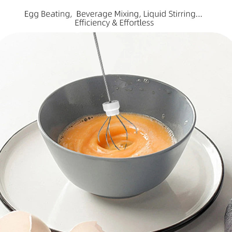 Electric Milk Frother + Egg Beater Wireless Coffee Whisk Cooking Tool