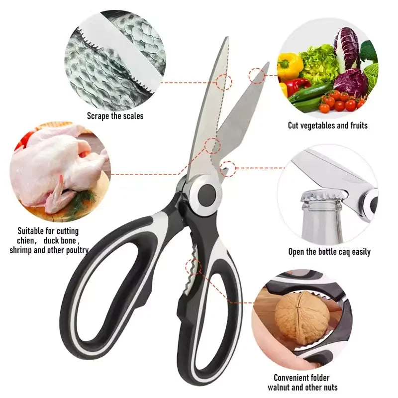 ‌Premium Stainless Steel Kitchen Scissors for Cutting Produce - Dishwasher Safe