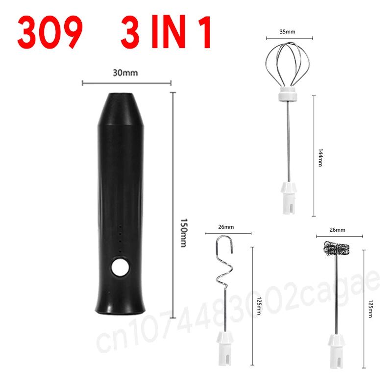 Electric Milk Frother + Egg Beater Wireless Coffee Whisk Cooking Tool