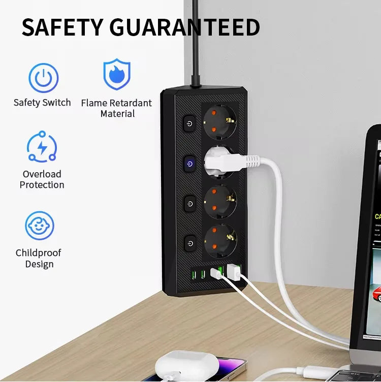 Desktop Corner Power Strip Multi Plug Outlet