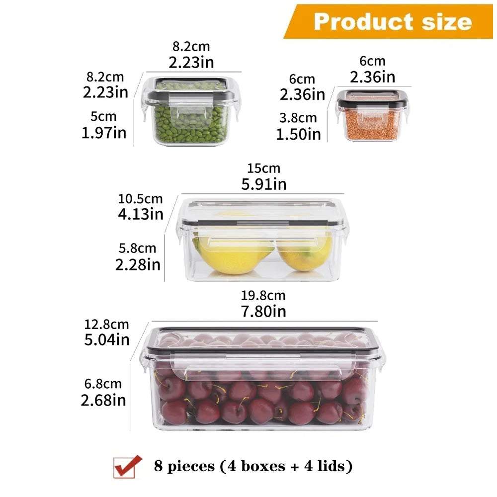8-PC Food Containers with Locking Lids - Microwave/Freezer Safe