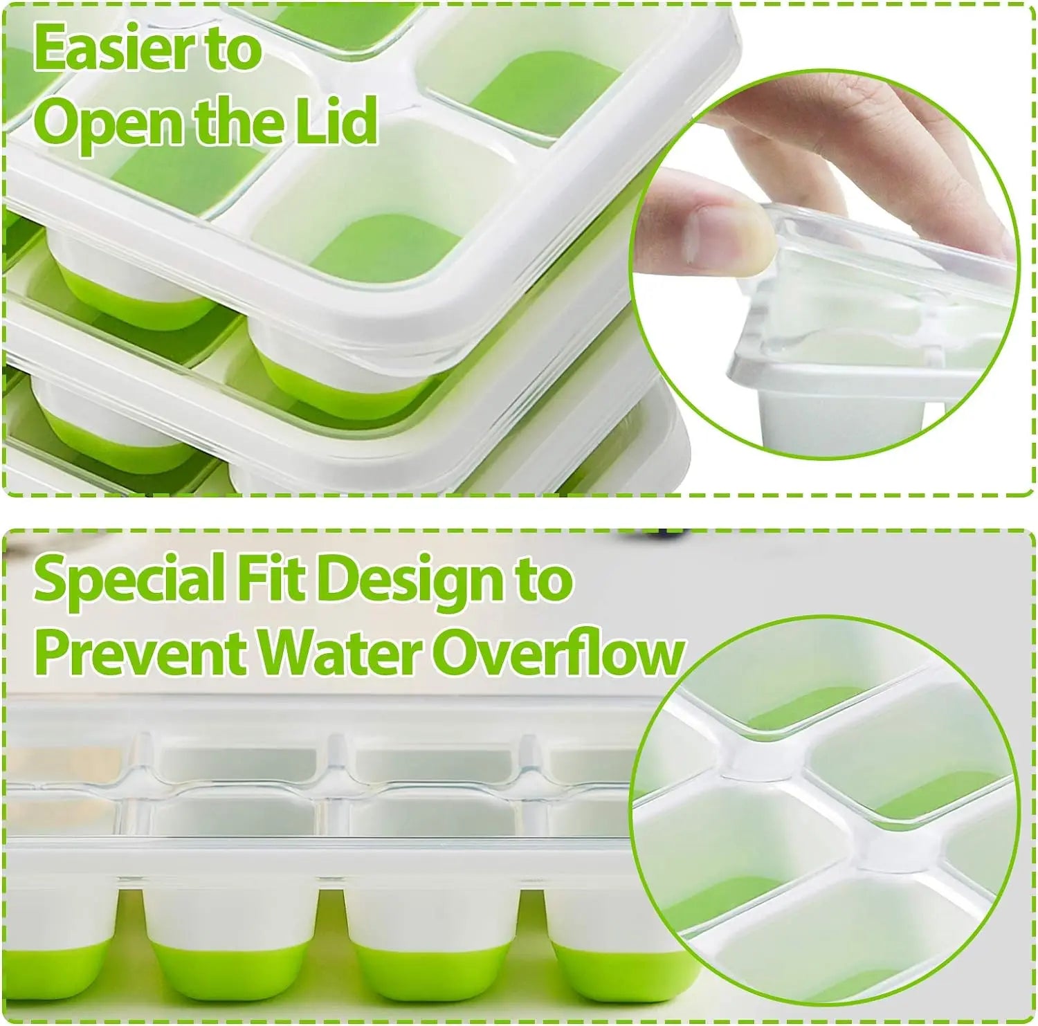 Ice Cube Tray Mold with Lid Silicone
