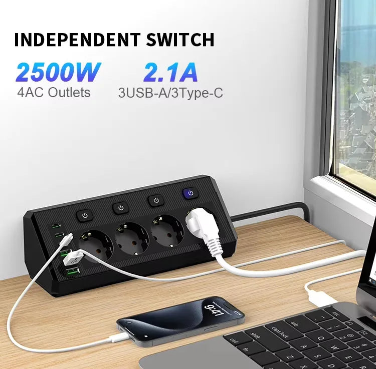 Desktop Corner Power Strip Multi Plug Outlet
