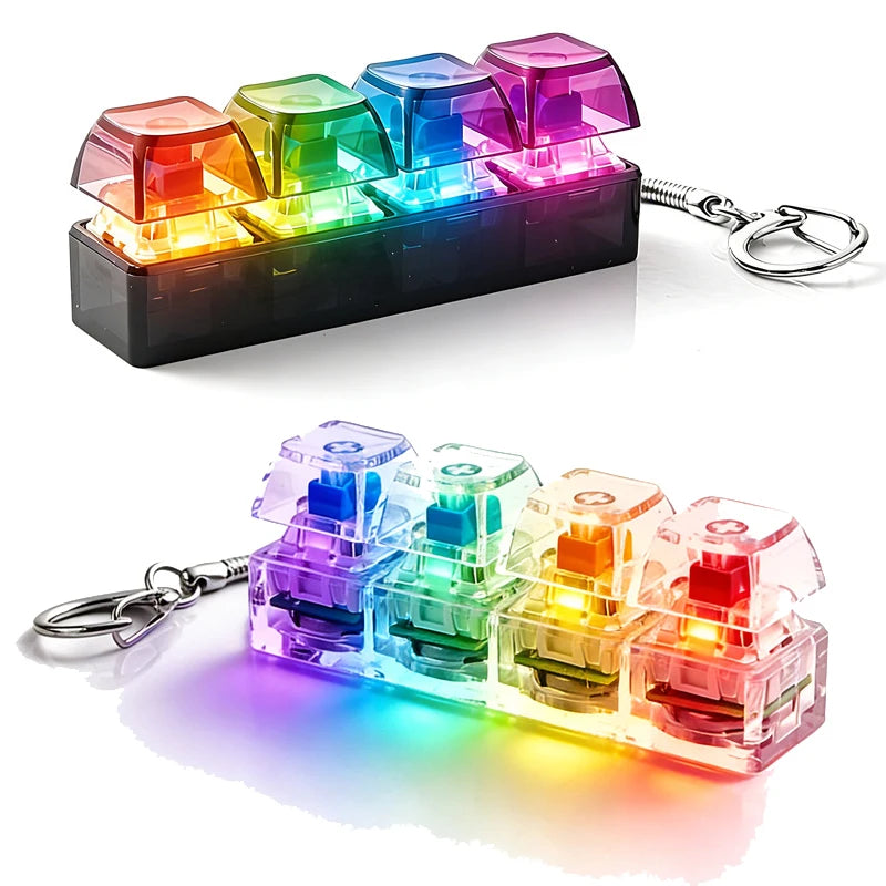 4-Button Fingertip Keyboard Keychain RGB Fidget Toy for Stress Relief