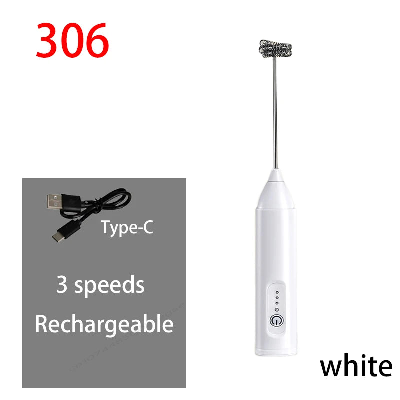 Electric Milk Frother + Egg Beater Wireless Coffee Whisk Cooking Tool