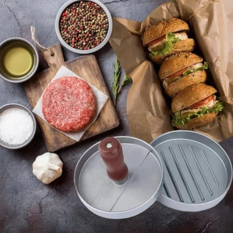 Burger Press Non-Stick Hamburger Patty Maker with Wax Paper Aluminum