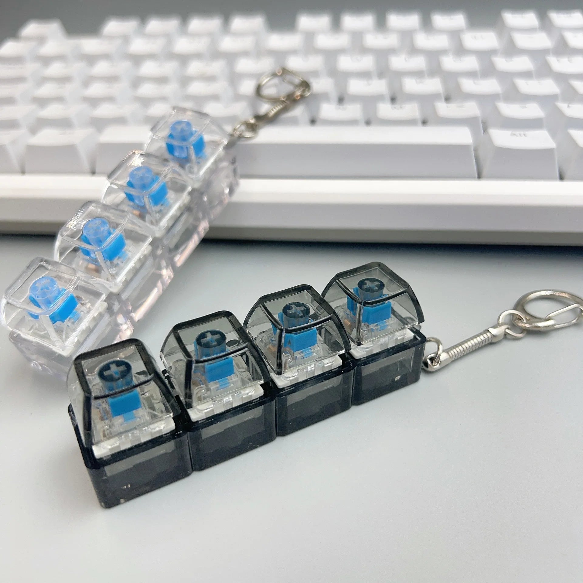 4-Button Fingertip Keyboard Keychain RGB Fidget Toy for Stress Relief