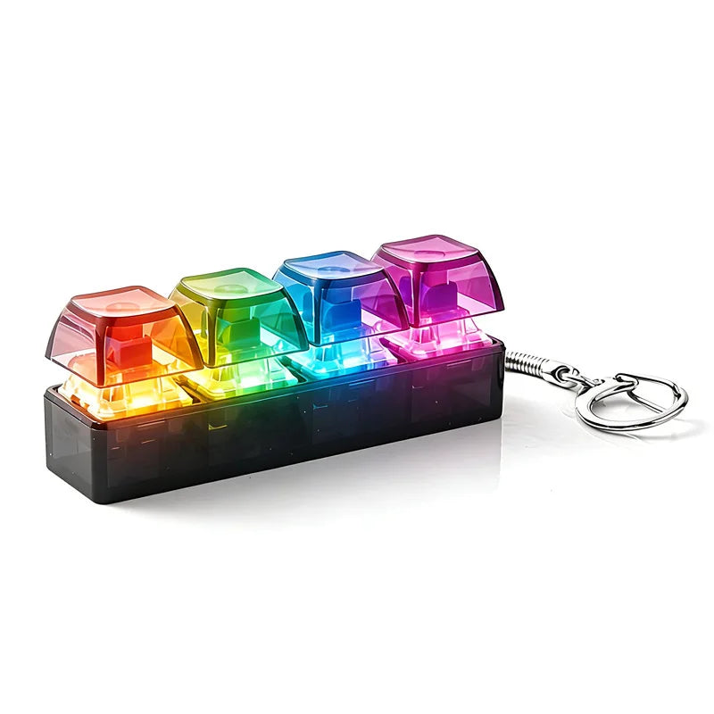 4-Button Fingertip Keyboard Keychain RGB Fidget Toy for Stress Relief