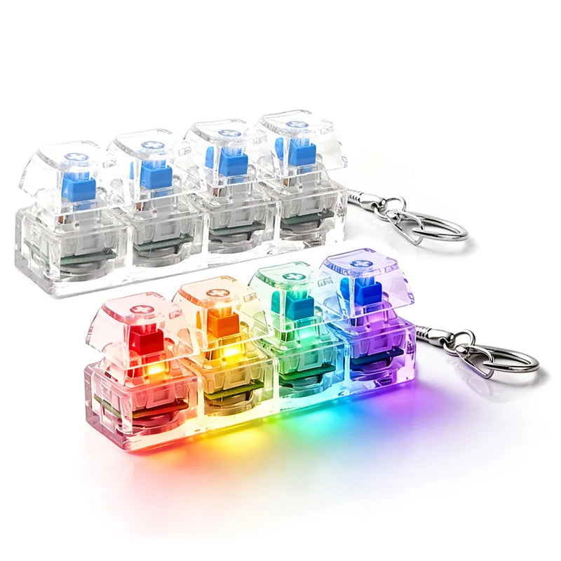 4-Button Fingertip Keyboard Keychain RGB Fidget Toy for Stress Relief
