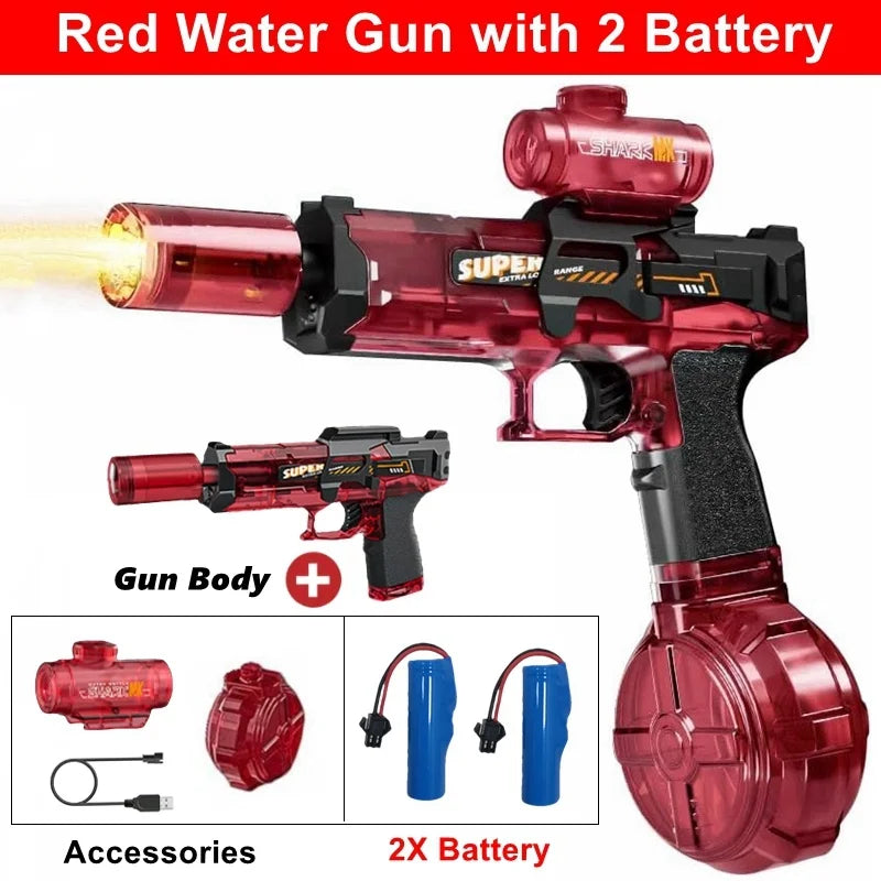 Electric Water Blaster Gun with Led Lights - Summer Outdoor Toy