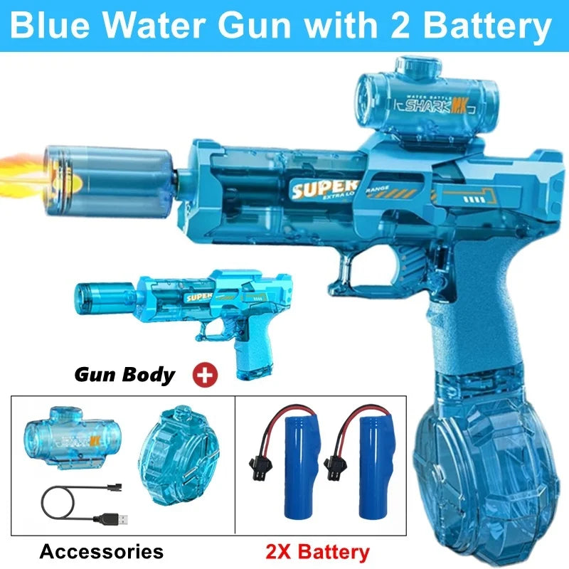 Electric Water Blaster Gun with Led Lights - Summer Outdoor Toy