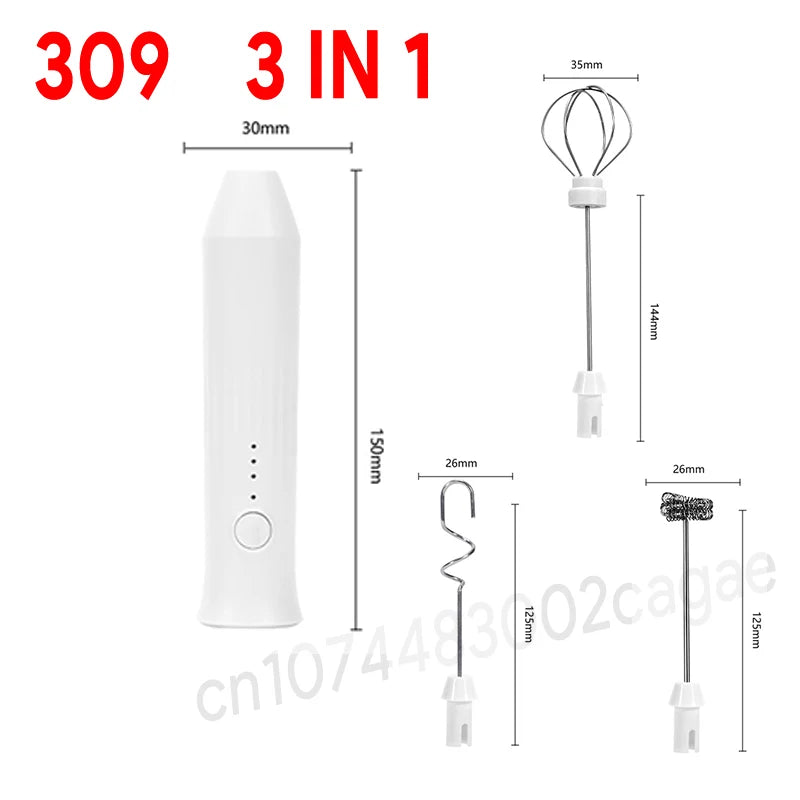 Electric Milk Frother + Egg Beater Wireless Coffee Whisk Cooking Tool