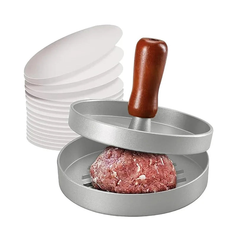 Burger Press Non-Stick Hamburger Patty Maker with Wax Paper Aluminum
