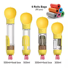 Portable Multifunctional Cat, Dog, Water Bottle - Food Feeder - Drinker - Poop Dispenser 3 In 1 Leak-proof
