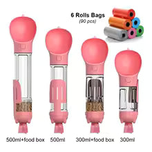 Portable Multifunctional Cat, Dog, Water Bottle - Food Feeder - Drinker - Poop Dispenser 3 In 1 Leak-proof
