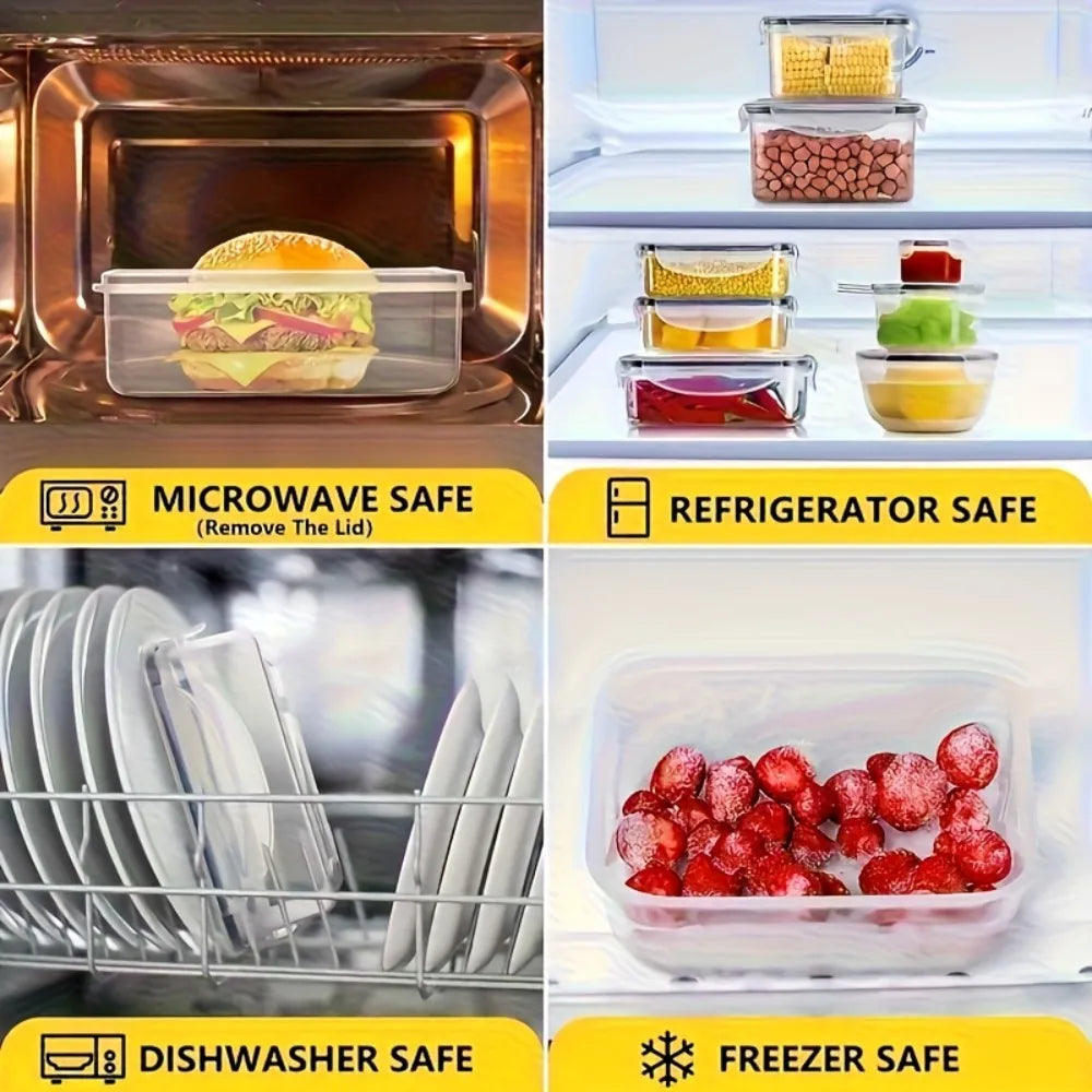8-PC Food Containers with Locking Lids - Microwave/Freezer Safe