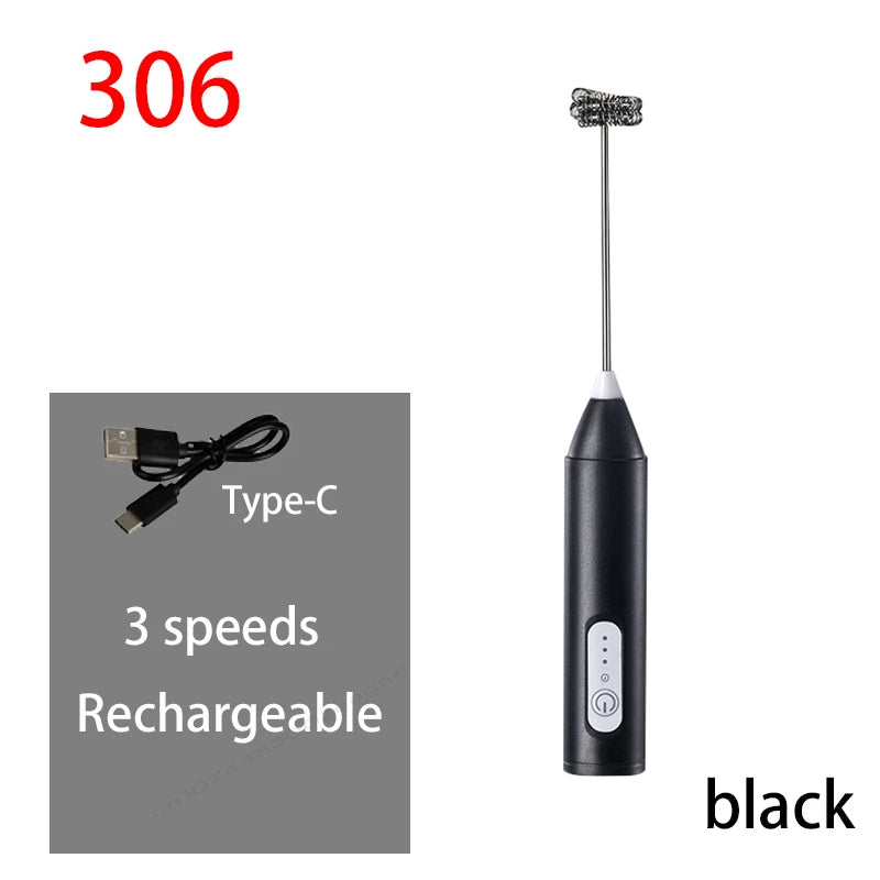 Electric Milk Frother + Egg Beater Wireless Coffee Whisk Cooking Tool