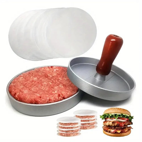 Burger Press Non-Stick Hamburger Patty Maker with Wax Paper Aluminum