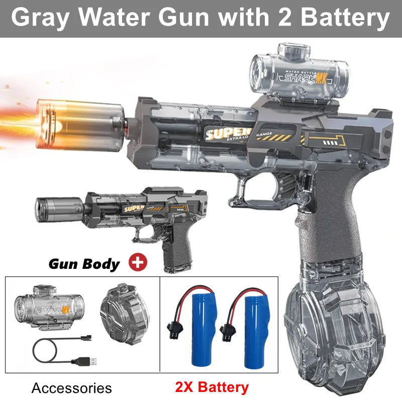 Electric Water Blaster Gun with Led Lights - Summer Outdoor Toy