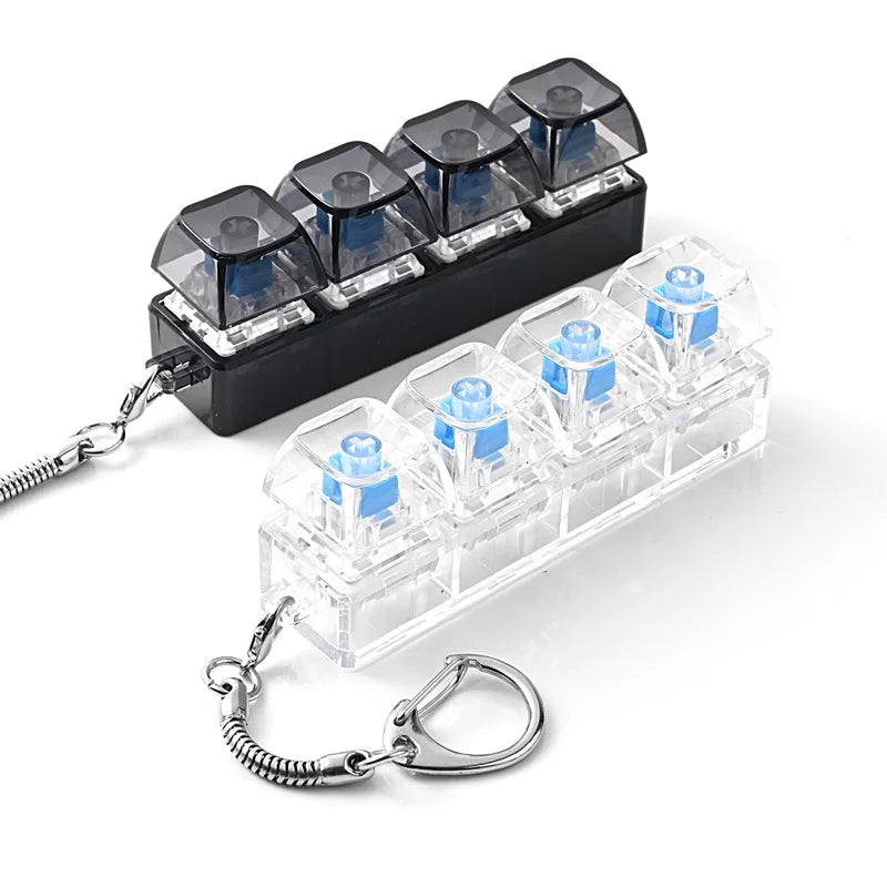4-Button Fingertip Keyboard Keychain RGB Fidget Toy for Stress Relief