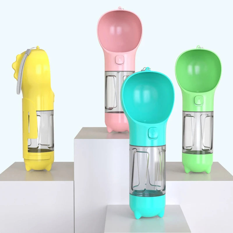 Portable Multifunctional Cat, Dog, Water Bottle - Food Feeder - Drinker - Poop Dispenser 3 In 1 Leak-proof