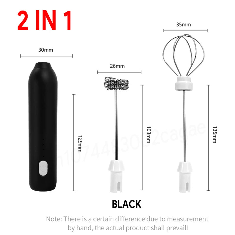 Electric Milk Frother + Egg Beater Wireless Coffee Whisk Cooking Tool