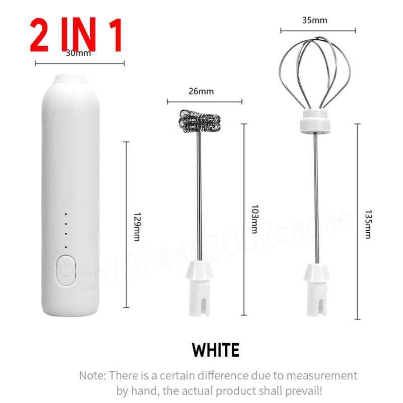 Electric Milk Frother + Egg Beater Wireless Coffee Whisk Cooking Tool