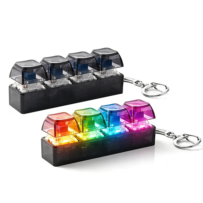 4-Button Fingertip Keyboard Keychain RGB Fidget Toy for Stress Relief
