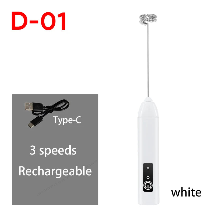 Electric Milk Frother + Egg Beater Wireless Coffee Whisk Cooking Tool
