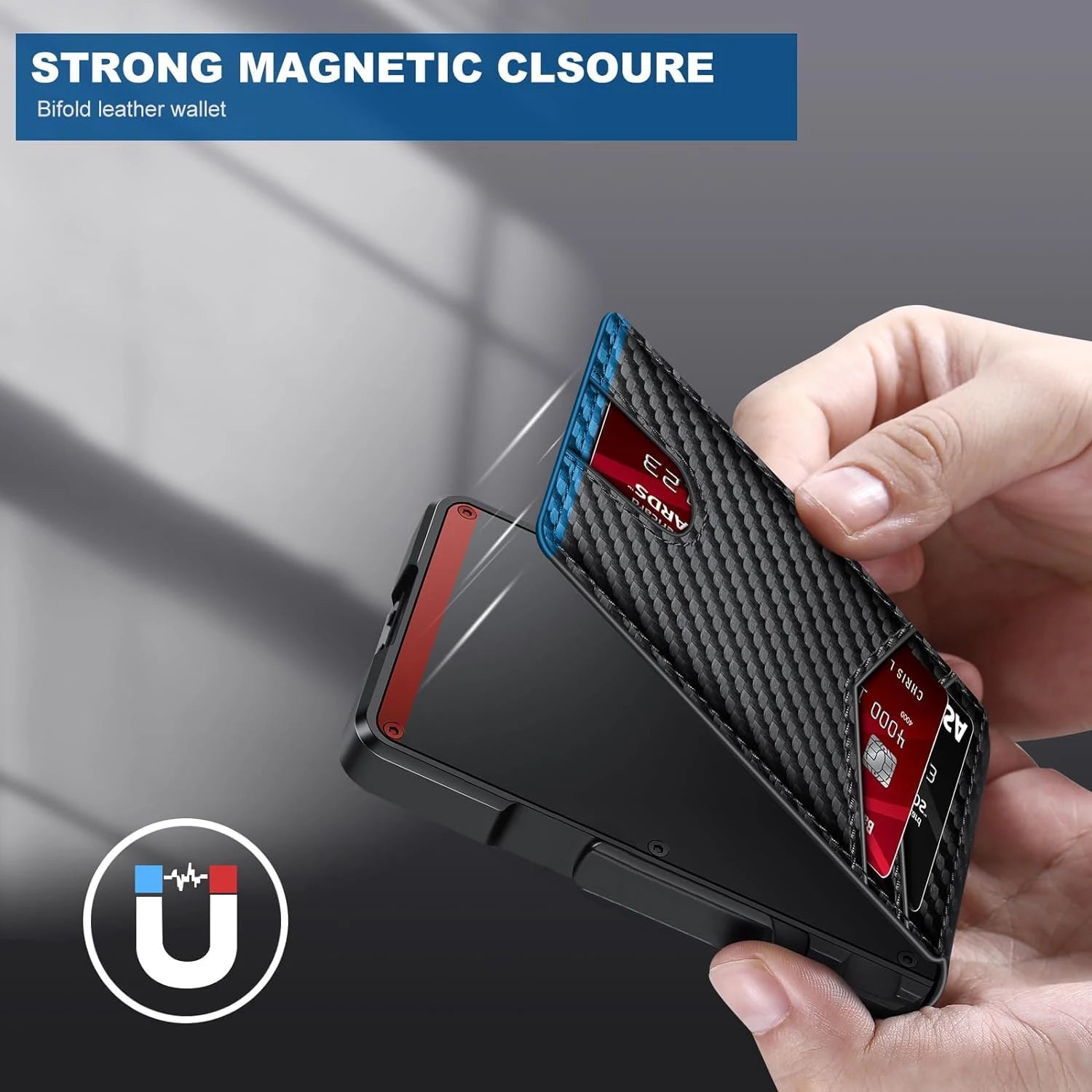 Mens Wallet | Minimalist Slim Smart Pop-Up Card Holder, Metal Credit Card Wallet with Money Clip for Men