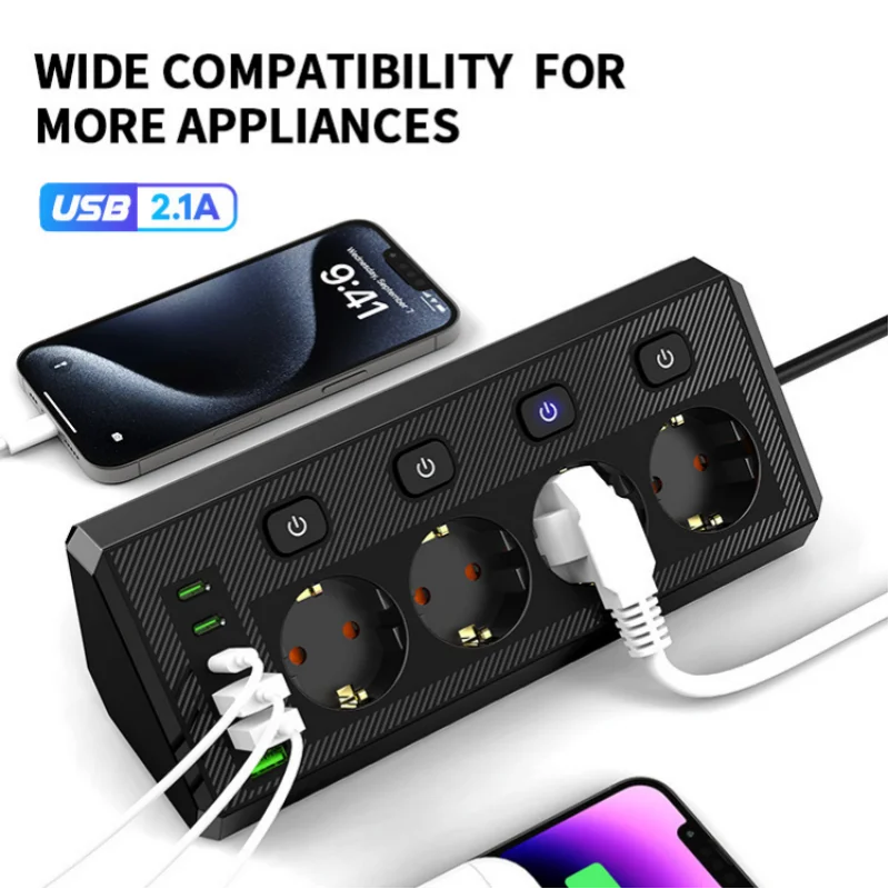 Desktop Corner Power Strip Multi Plug Outlet